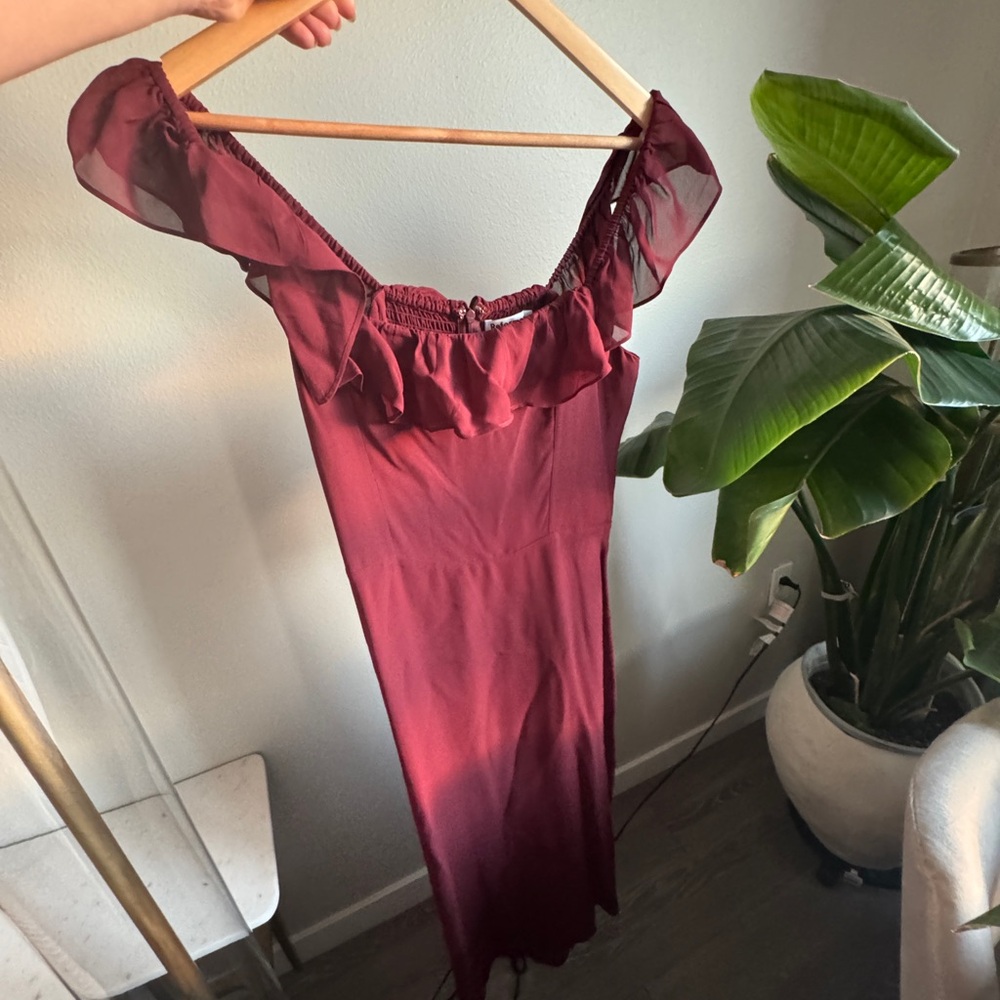 Reformation Deep Red Ruffle Dress - Picture 2 of 2